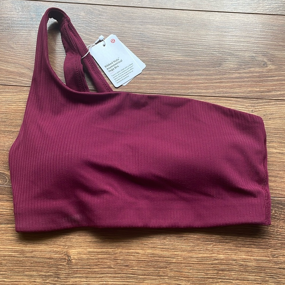 Lululemon Ribbed Nulu Asymmetrical Yoga Bra in colour “Deep Luxe”(NWT)